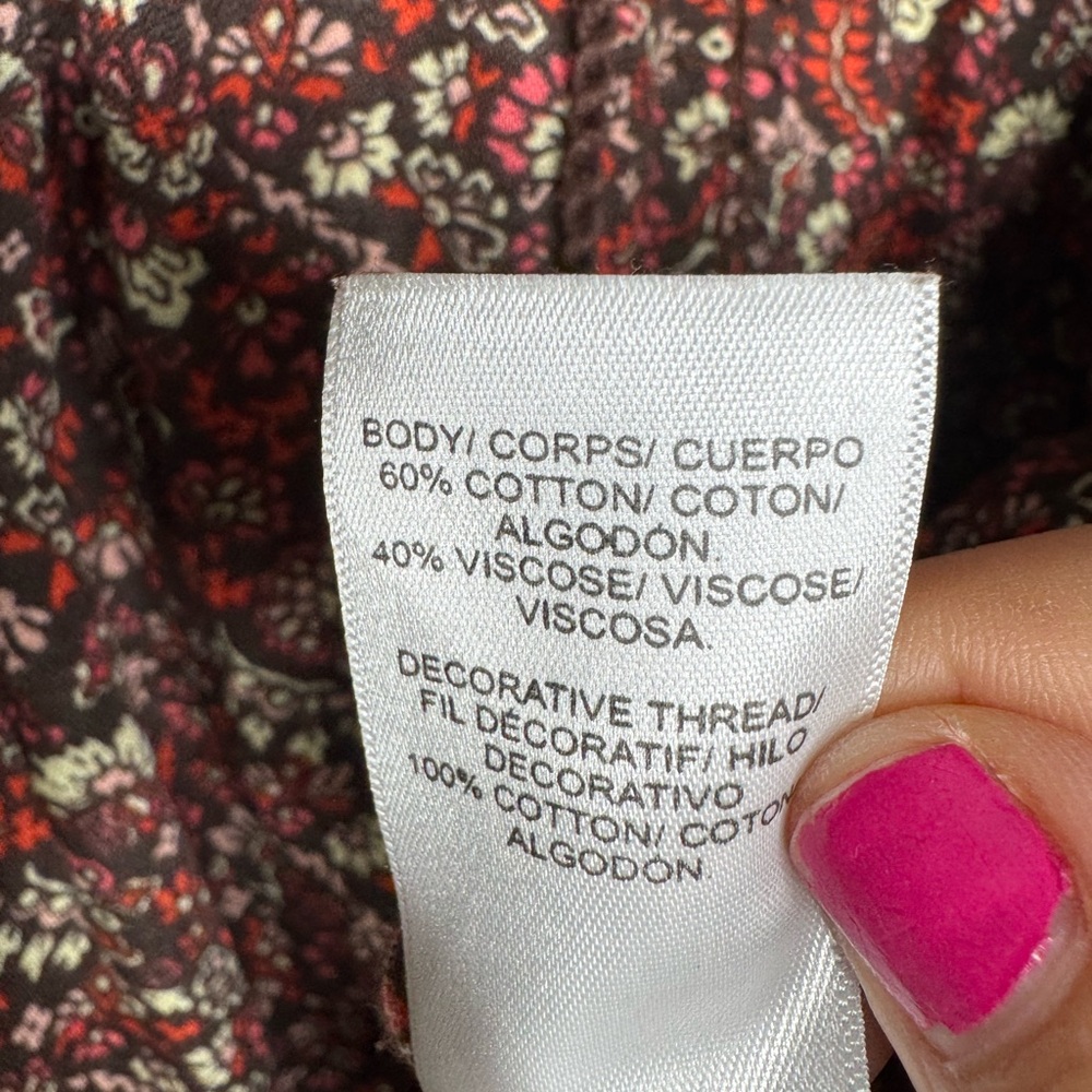 Lucky Brand Printed Smocked Peasant Blouse womens S cottagecore boho western - Picture 7 of 8